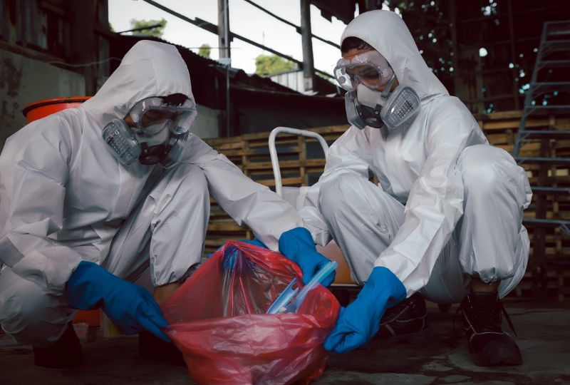 Two Specialists Conducting a Biohazard Cleanup in Hicksville, NY