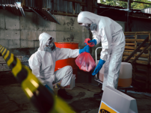 biohazard cleanup at a warehouse in Islip, NY