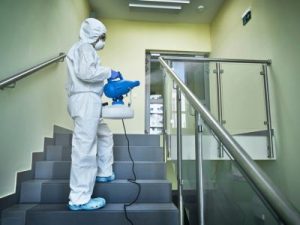 Professional decontamination services for a staircase in Montauk, NY