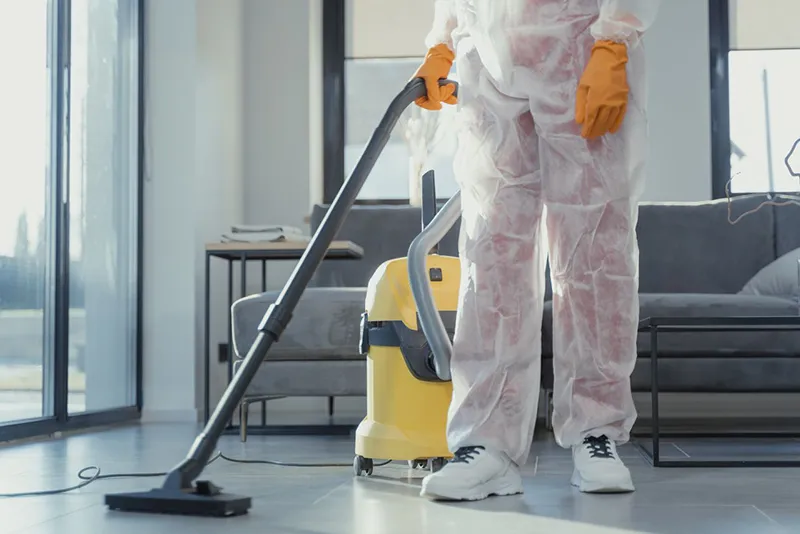 Professional biohazard cleanup in progress in Suffolk County